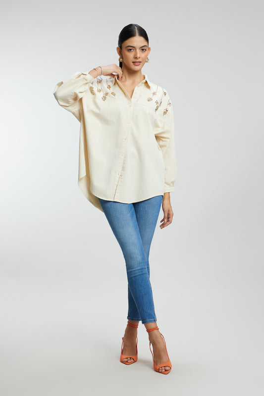 Stone Stem Work Oversized Shirt