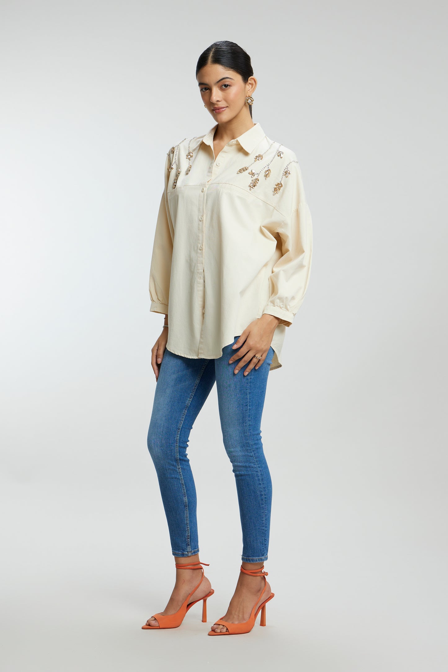 Stone Stem Work Oversized Shirt