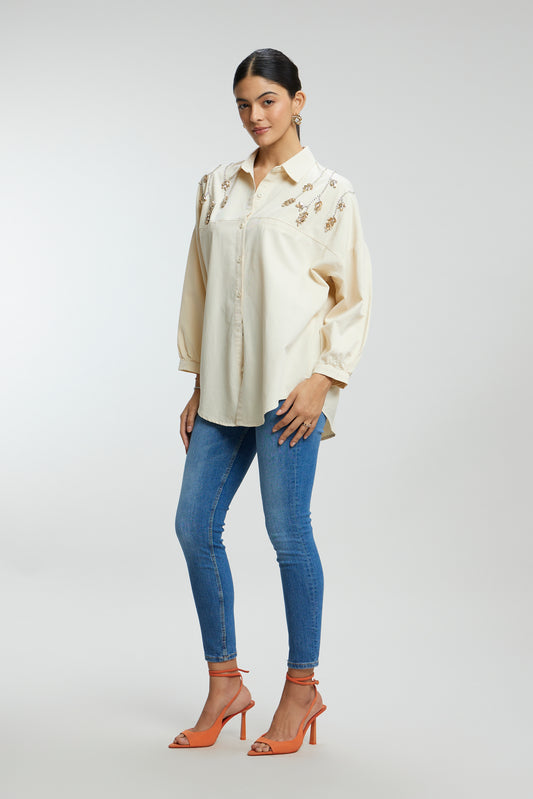 Stone Stem Work Oversized Shirt