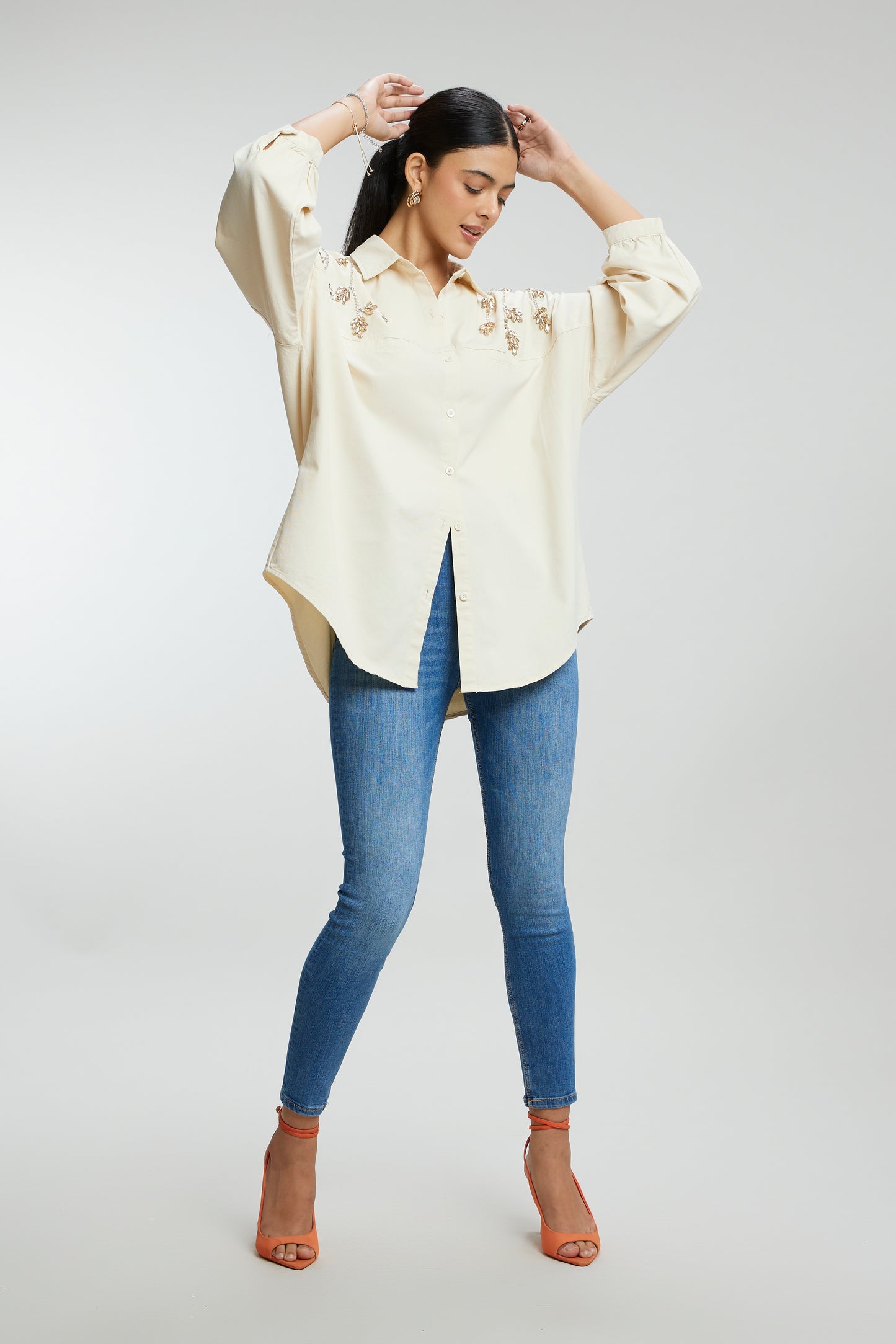 Stone Stem Work Oversized Shirt