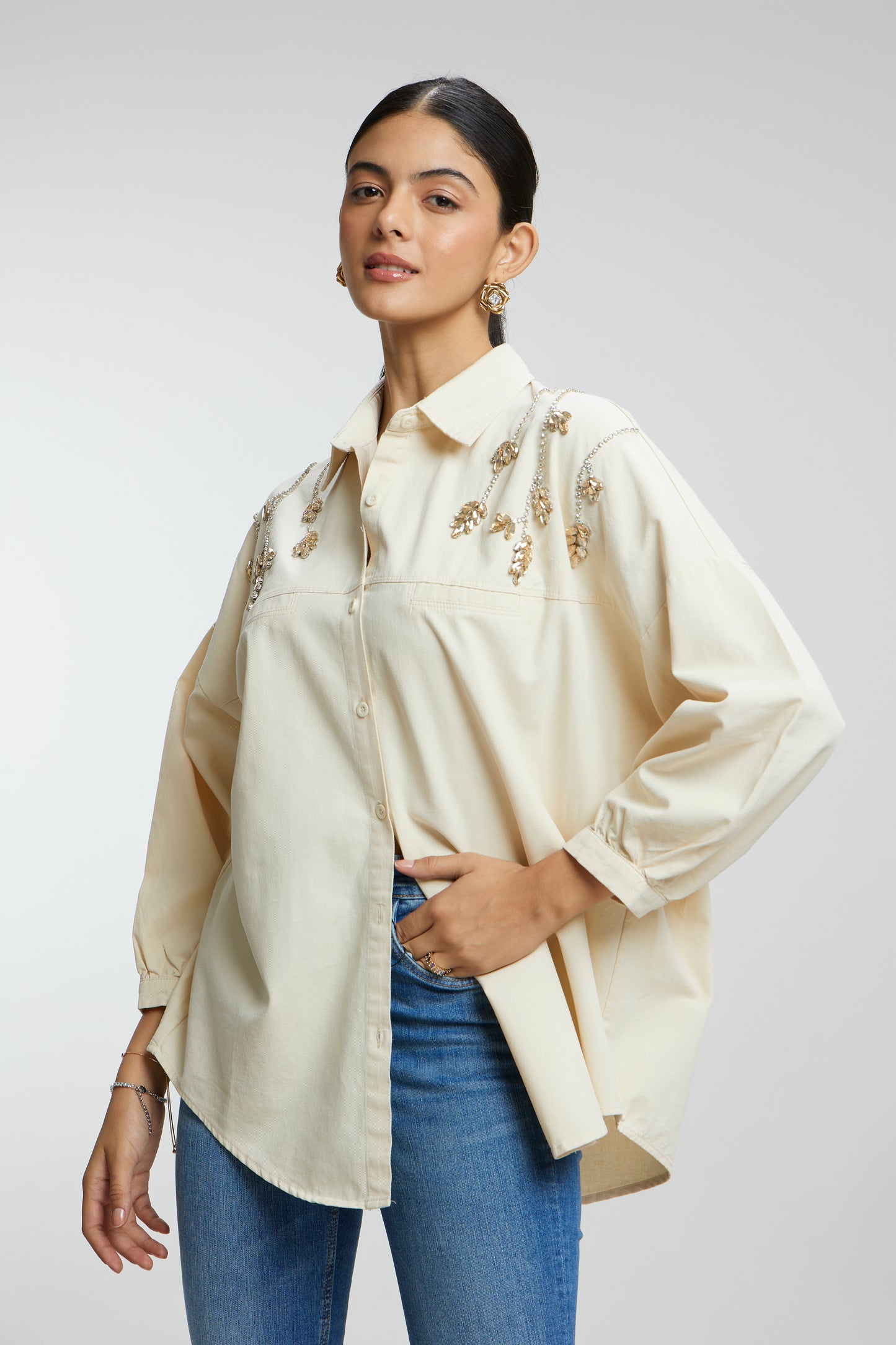 Stone Stem Work Oversized Shirt