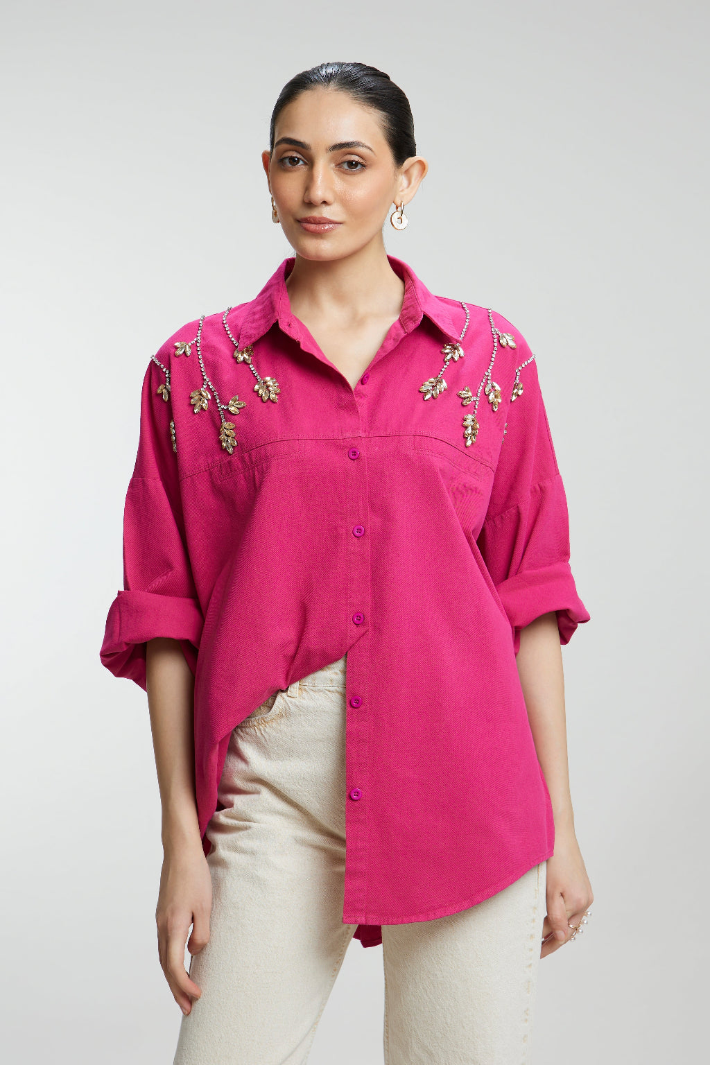 Stone Stem Work Oversized Shirt
