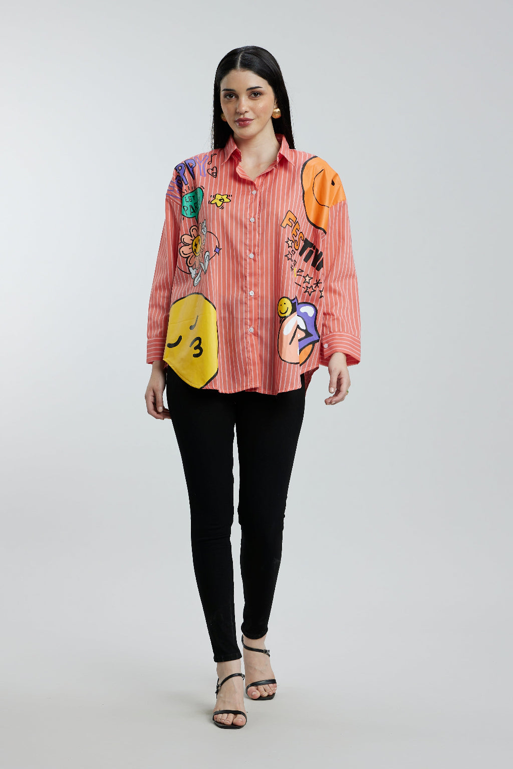 Oversized Orange Fun Shirt