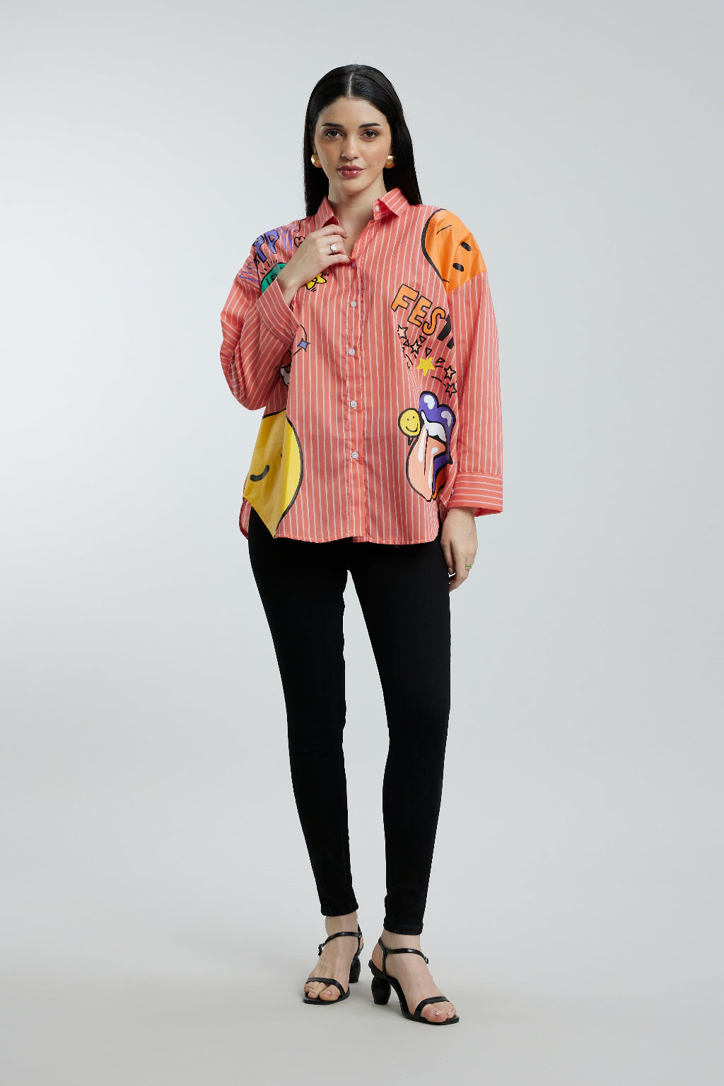 Oversized Orange Fun Shirt