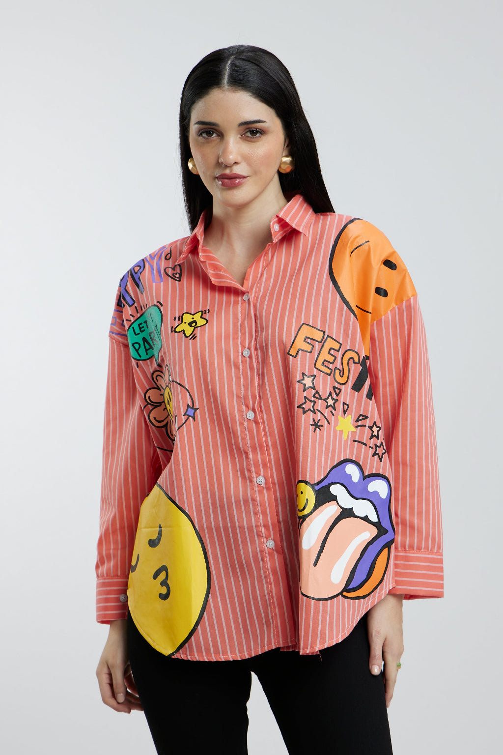 Oversized Orange Fun Shirt