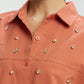 Oversized Stone Work Cotton Shirt