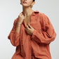 Oversized Stone Work Cotton Shirt