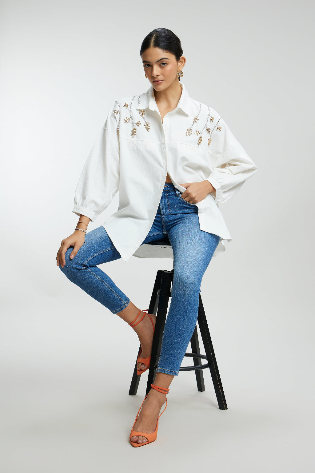 Stone Stem Work Oversized Shirt