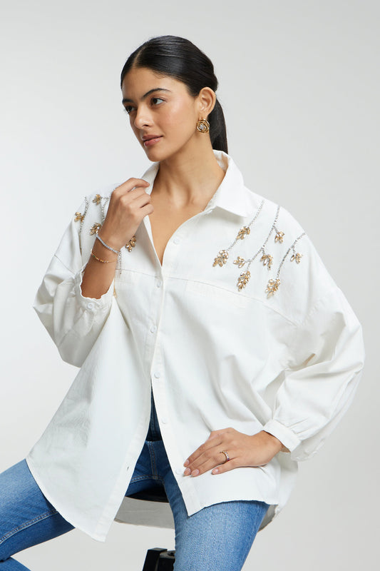 Stone Stem Work Oversized Shirt