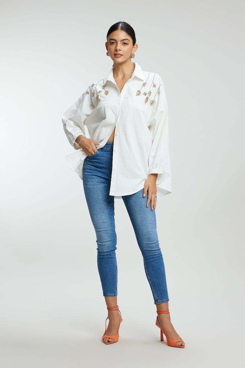 Stone Stem Work Oversized Shirt