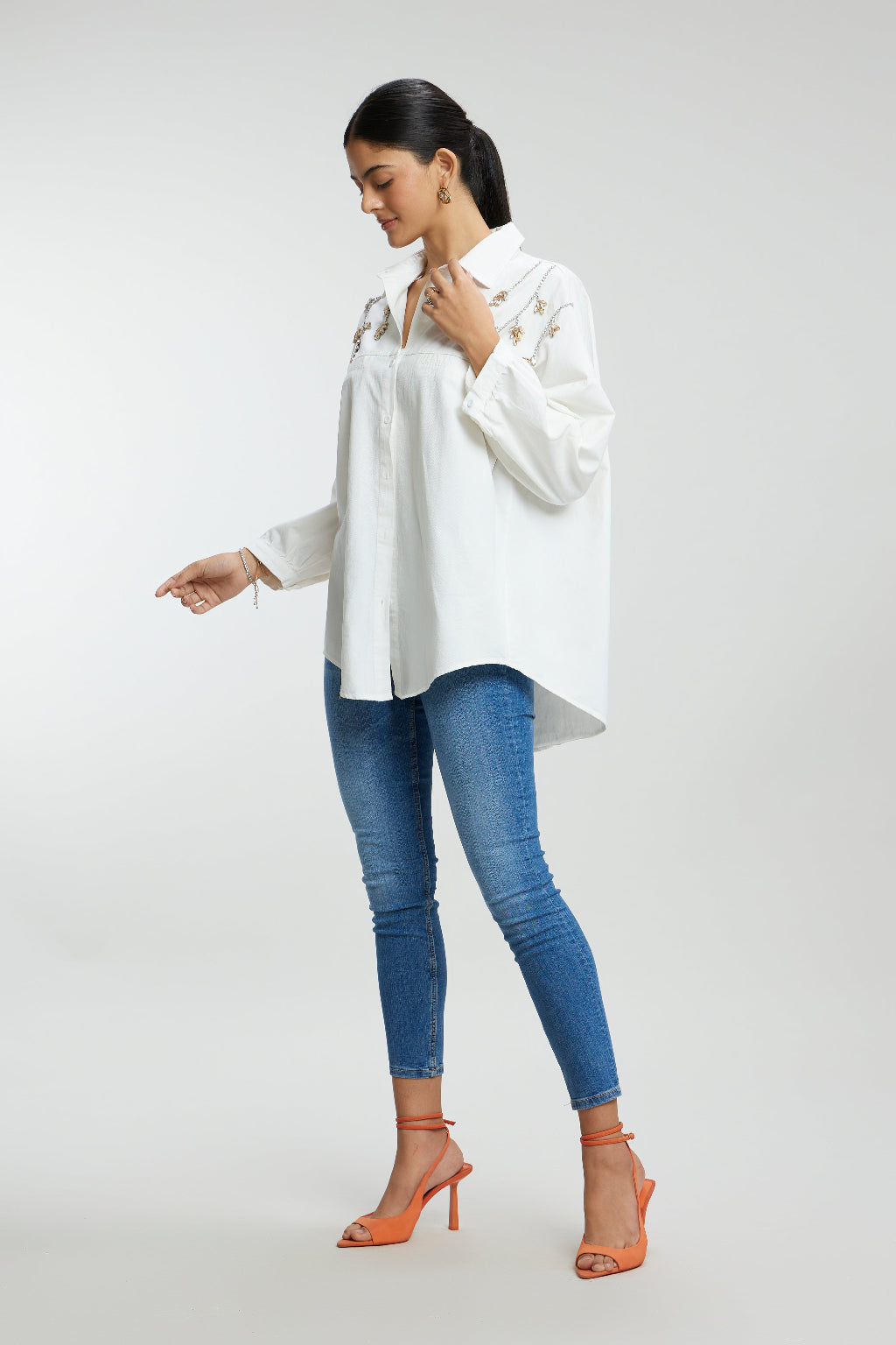 Stone Stem Work Oversized Shirt