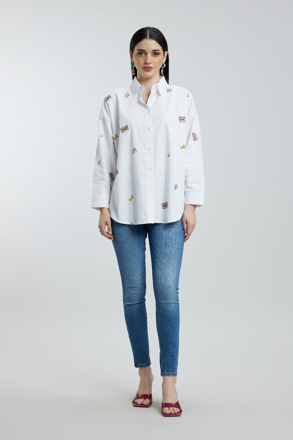 Oversized Musical Notes Shirt