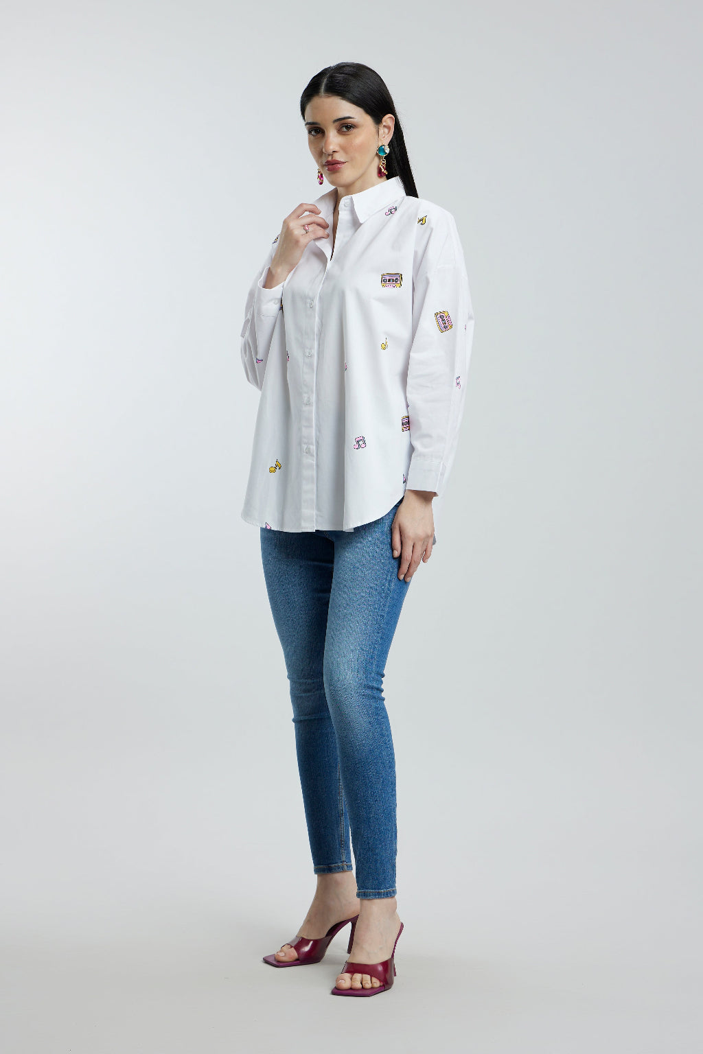 Oversized Musical Notes Shirt