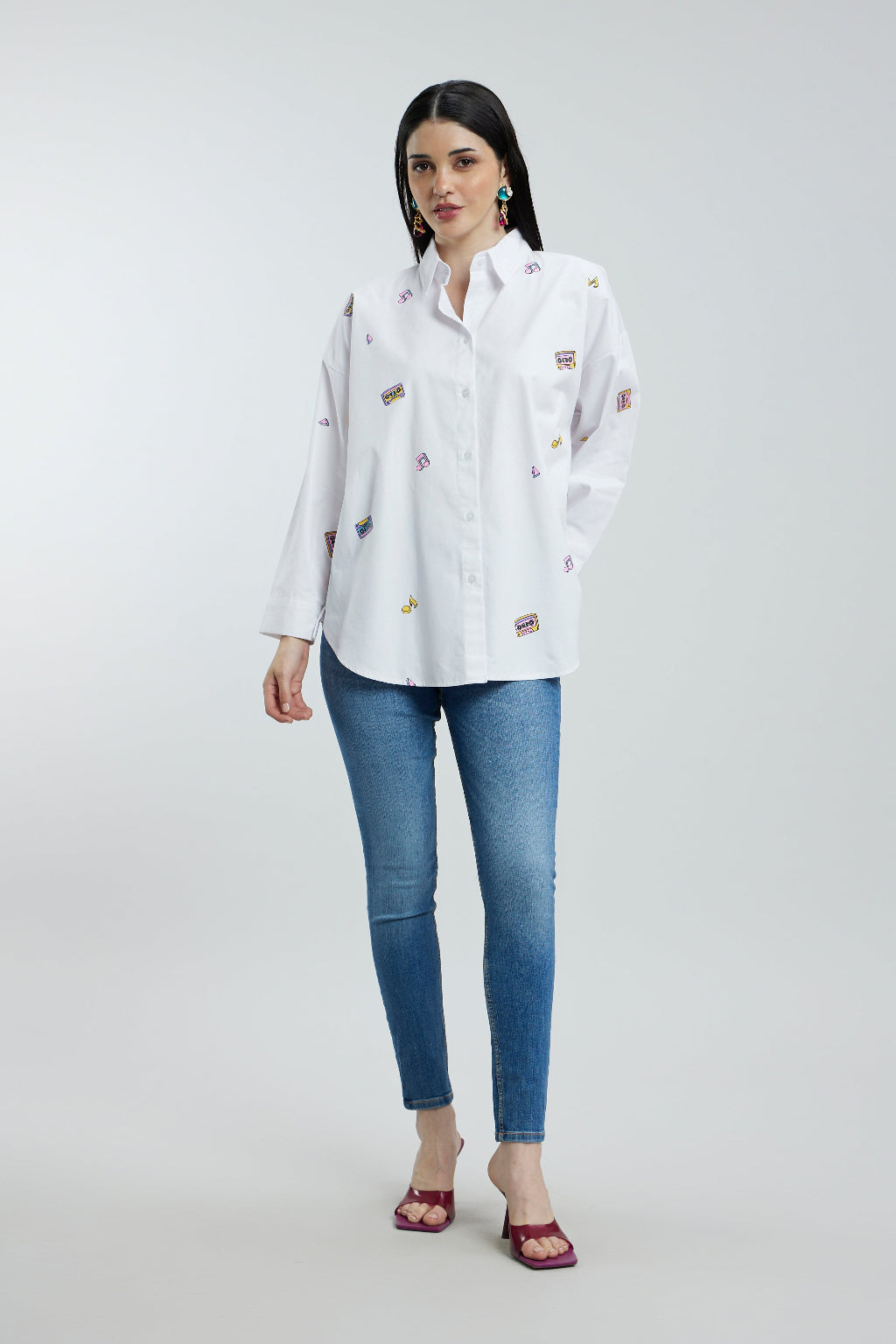 Oversized Musical Notes Shirt