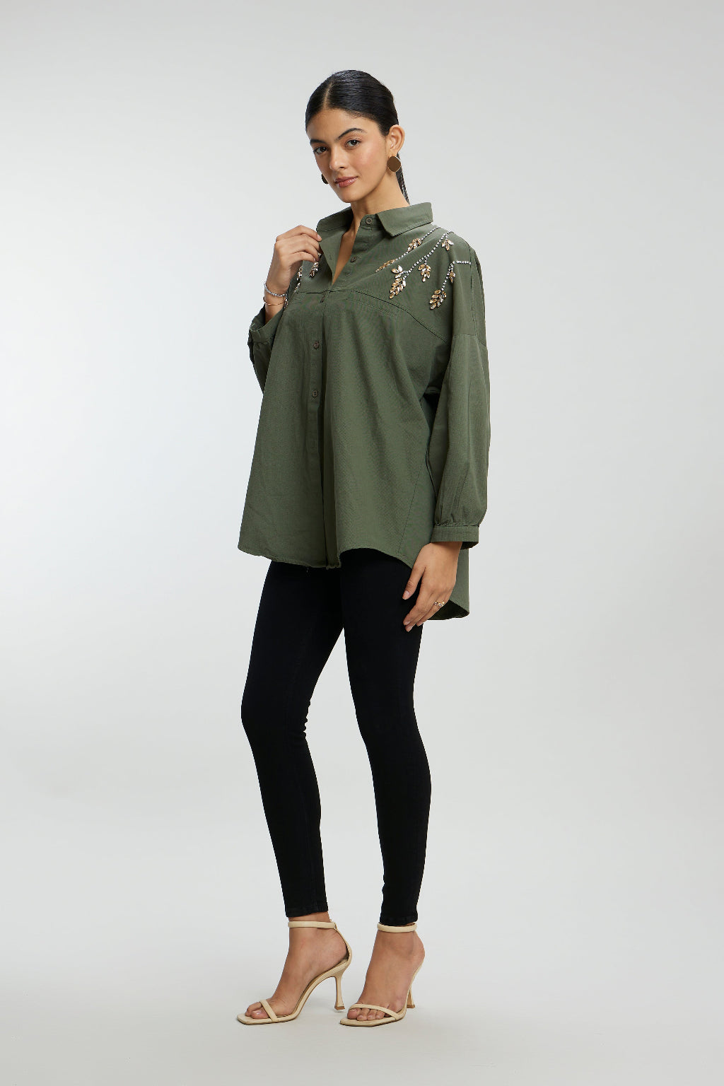 Stone Stem Work Oversized Shirt