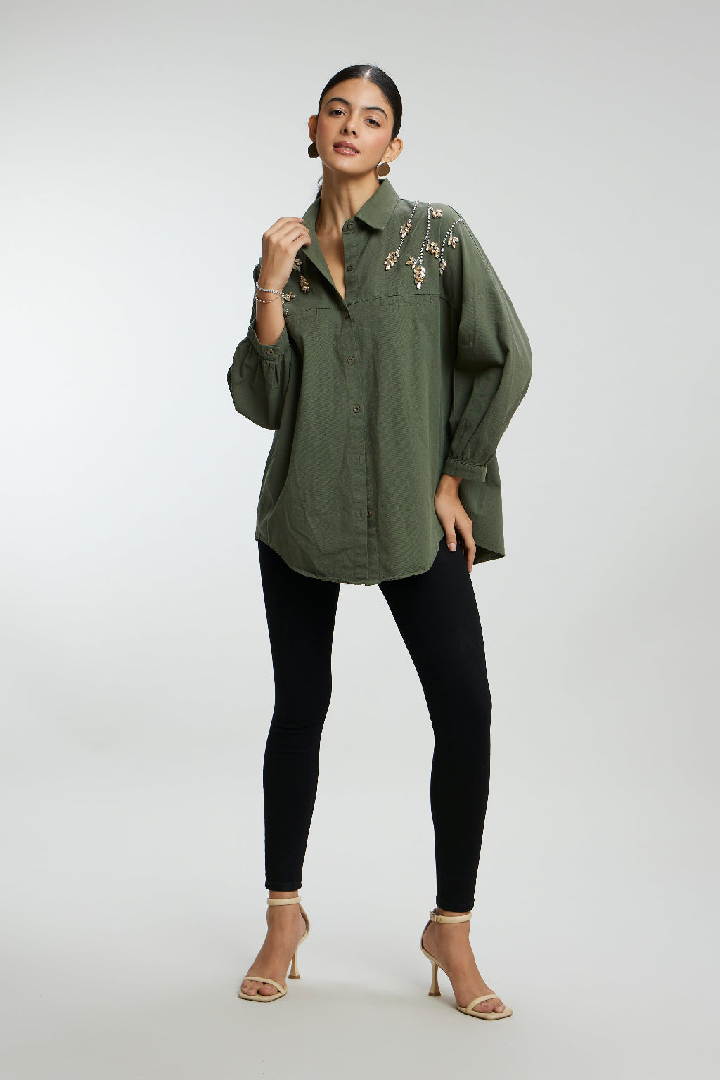 Stone Stem Work Oversized Shirt