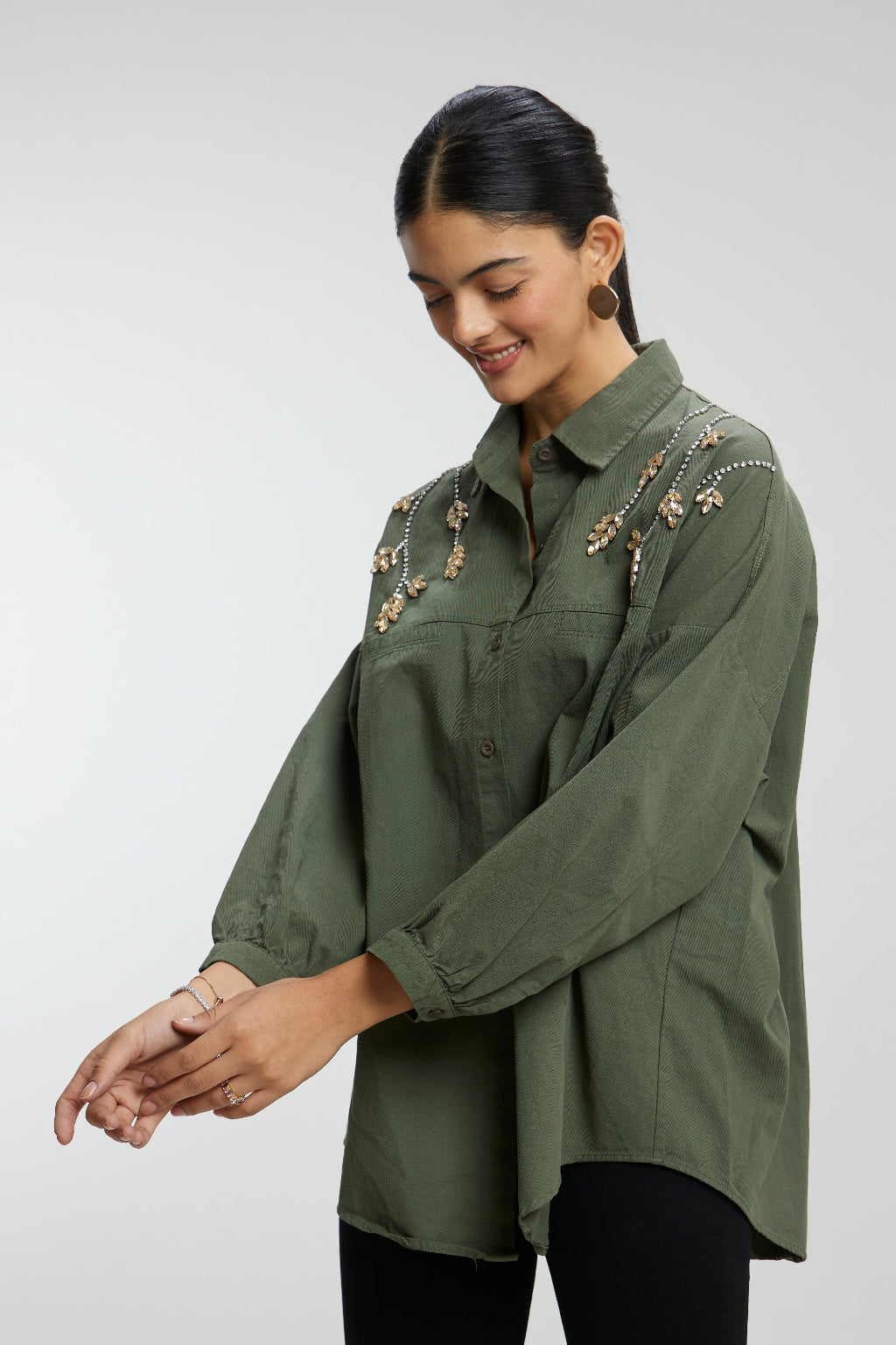 Stone Stem Work Oversized Shirt