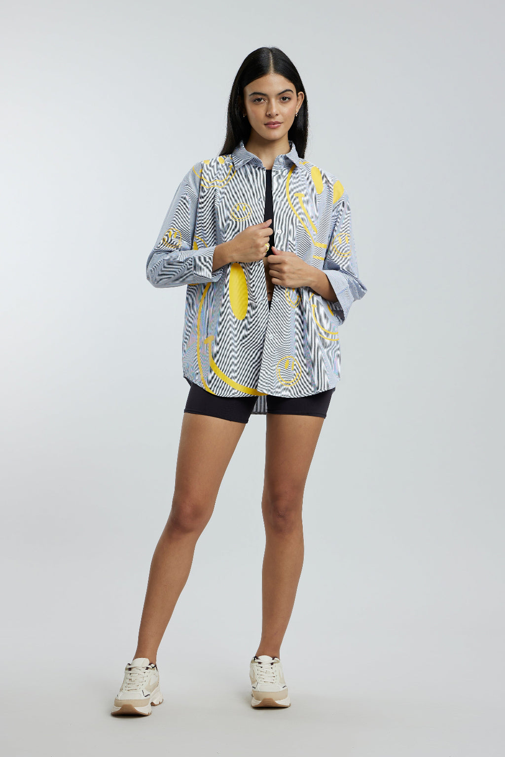 Oversized Shirt with Yellow Smileys