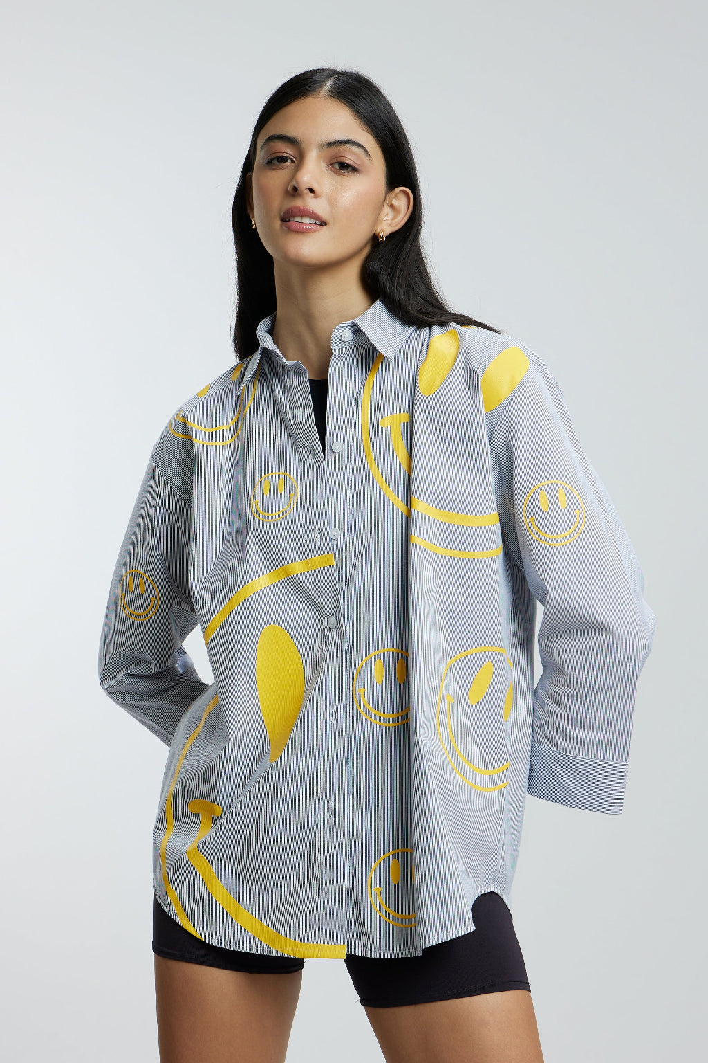Oversized Shirt with Yellow Smileys