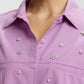 Oversized Stone Work Cotton Shirt