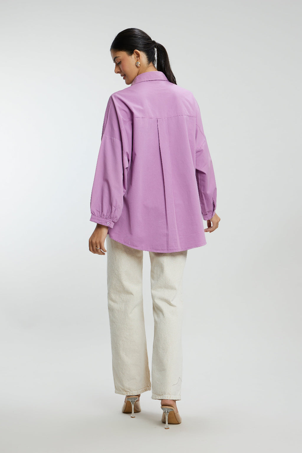 Oversized Stone Work Cotton Shirt
