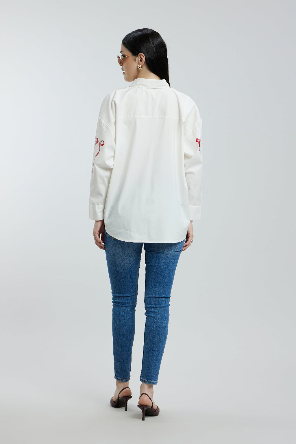 Oversized Red Bow Shirt
