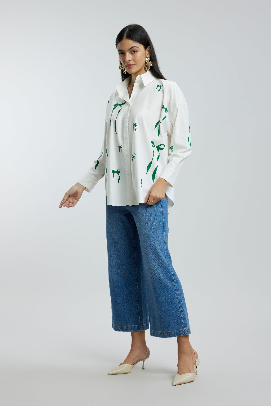 Oversized Green Bow Shirt