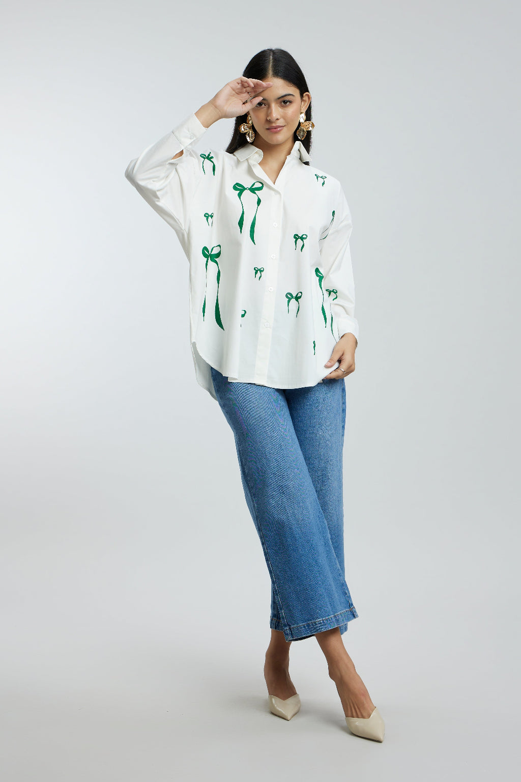 Oversized Green Bow Shirt