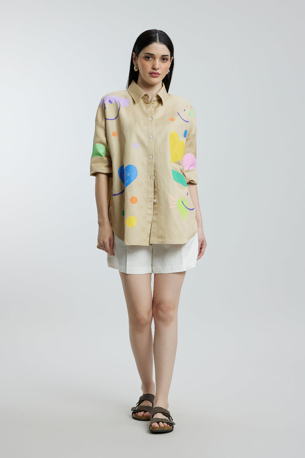 Oversized Beige Heart Shirt