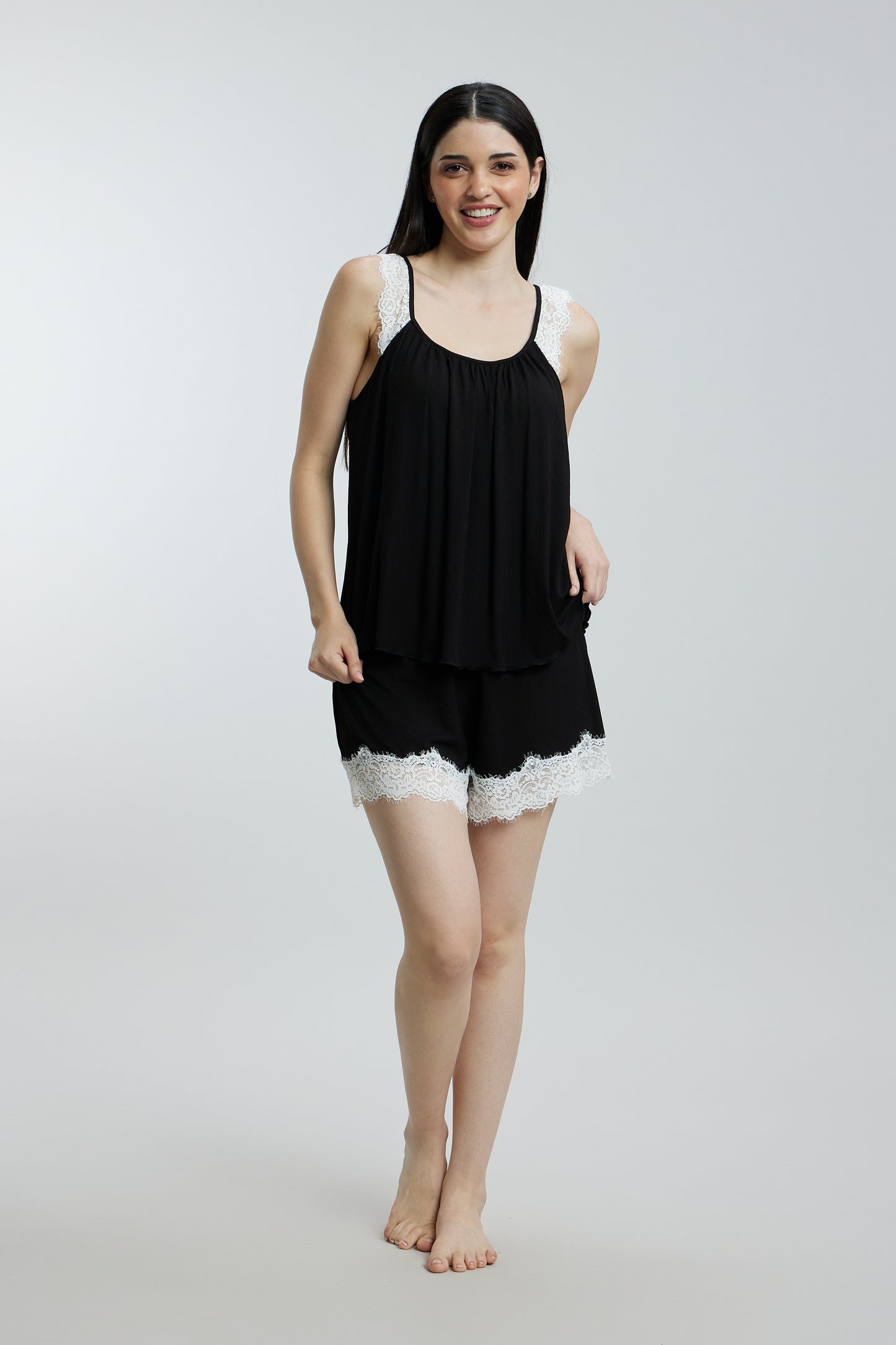 Stretchable paded Lace Nightsuit