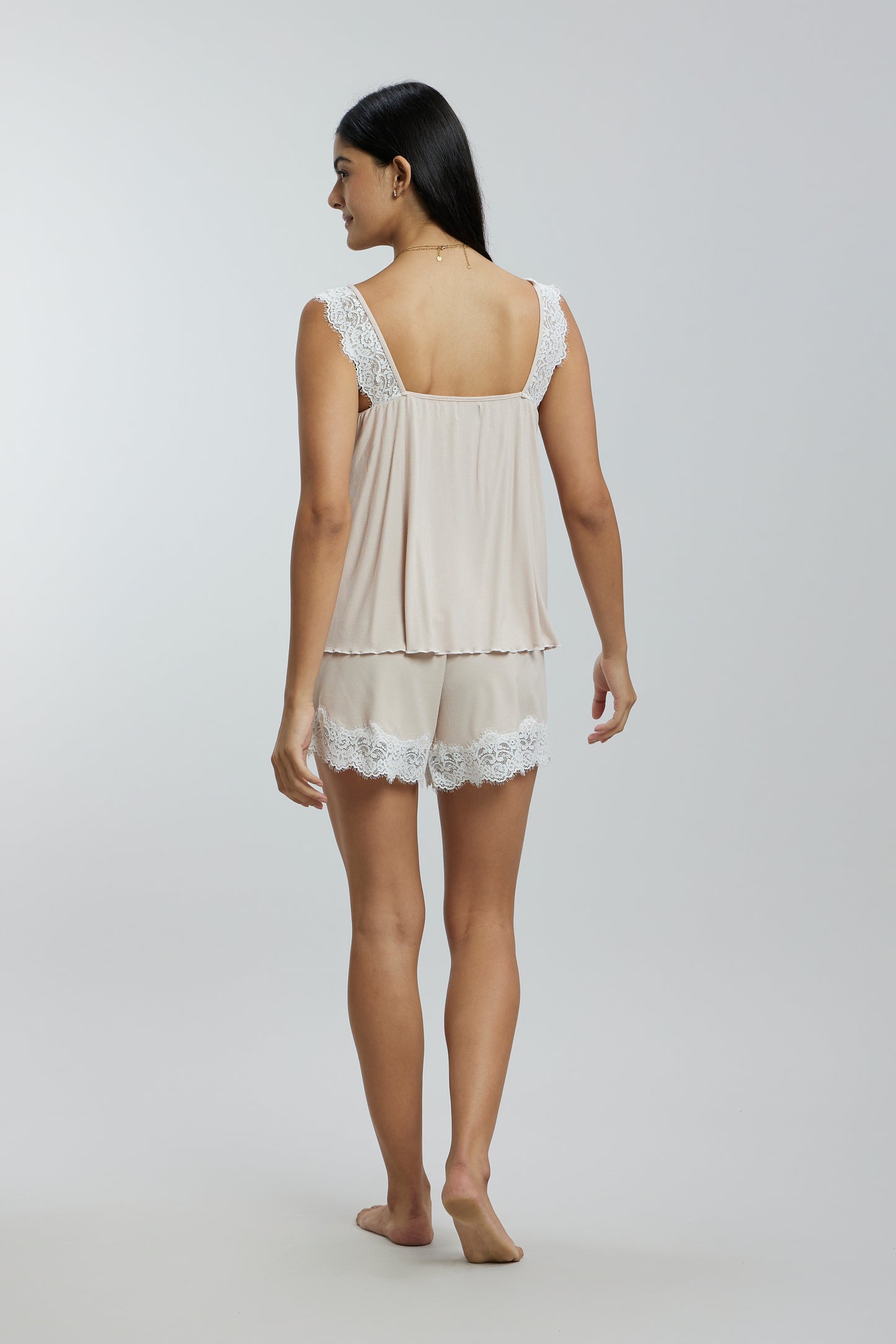 Stretchable paded Lace Nightsuit