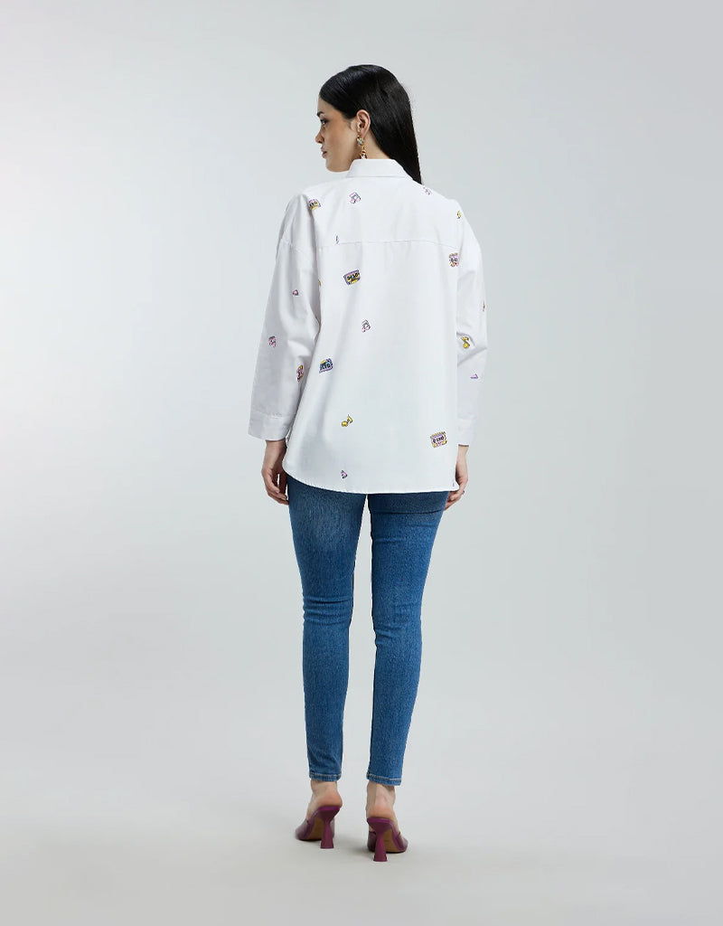 Oversized Musical Notes Shirt
