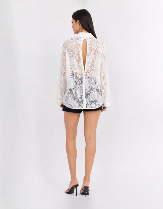 Lace Me Away Button-Up Shirt