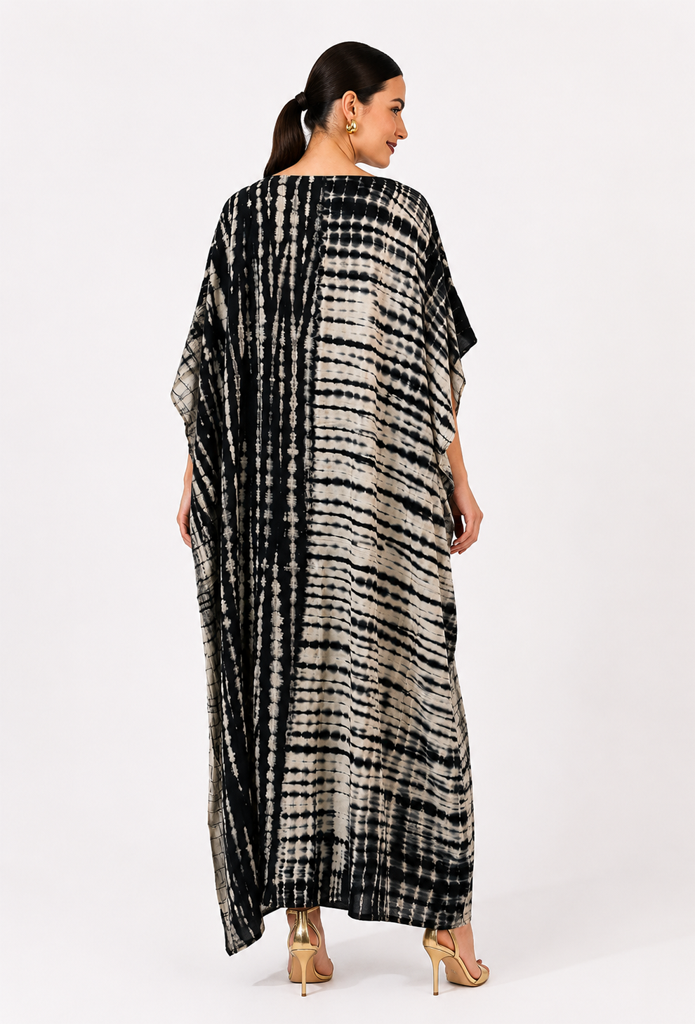 Noir Gold Panel Tie-Dye Luxe Kaftan