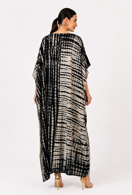 Noir Gold Panel Tie-Dye Luxe Kaftan