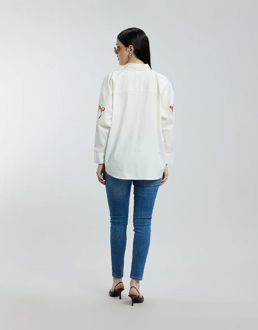 Oversized Red Bow Shirt