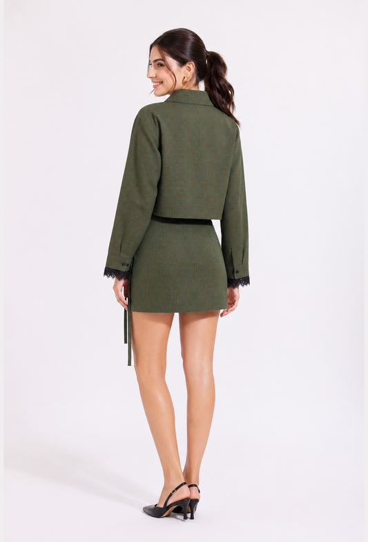 Plaid & Lace luxe skort set