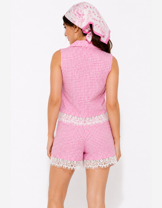 Rosy Gingham Co-ord Set