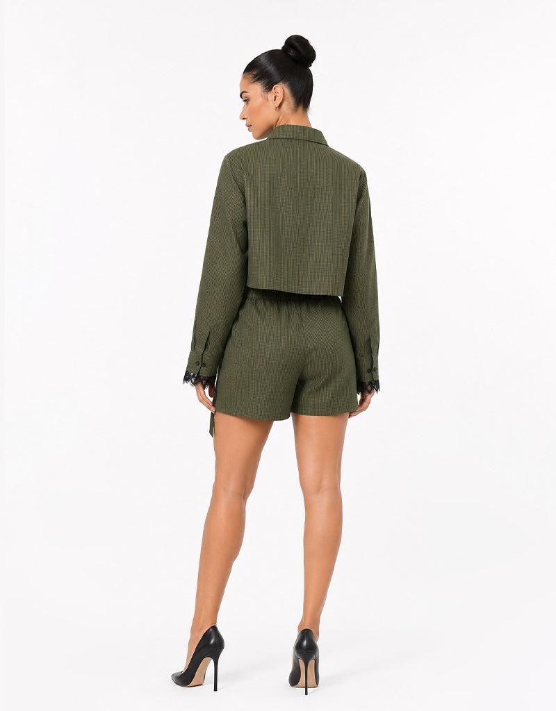 Plaid & Lace luxe skort set