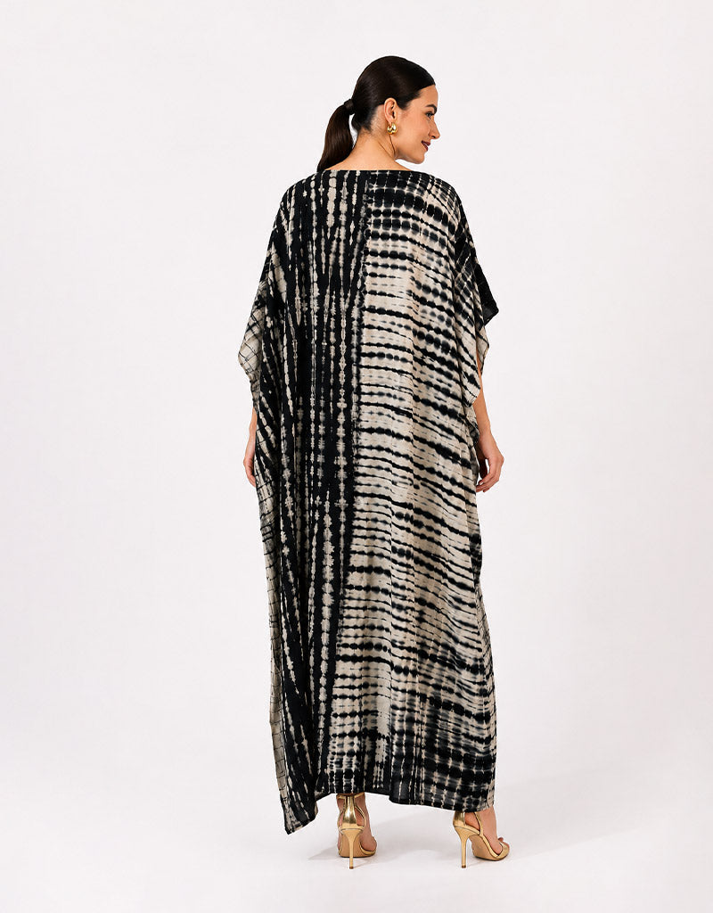Noir Gold Panel Tie-Dye Luxe Kaftan