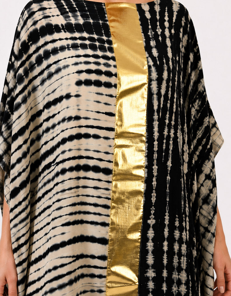 Noir Gold Panel Tie-Dye Luxe Kaftan