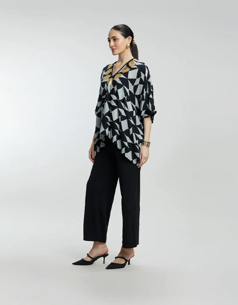 Diamond Pattern Short Muslin Kaftan