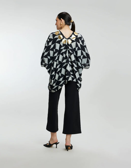 Diamond Pattern Short Muslin Kaftan