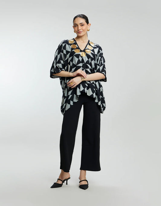 Diamond Pattern Short Muslin Kaftan