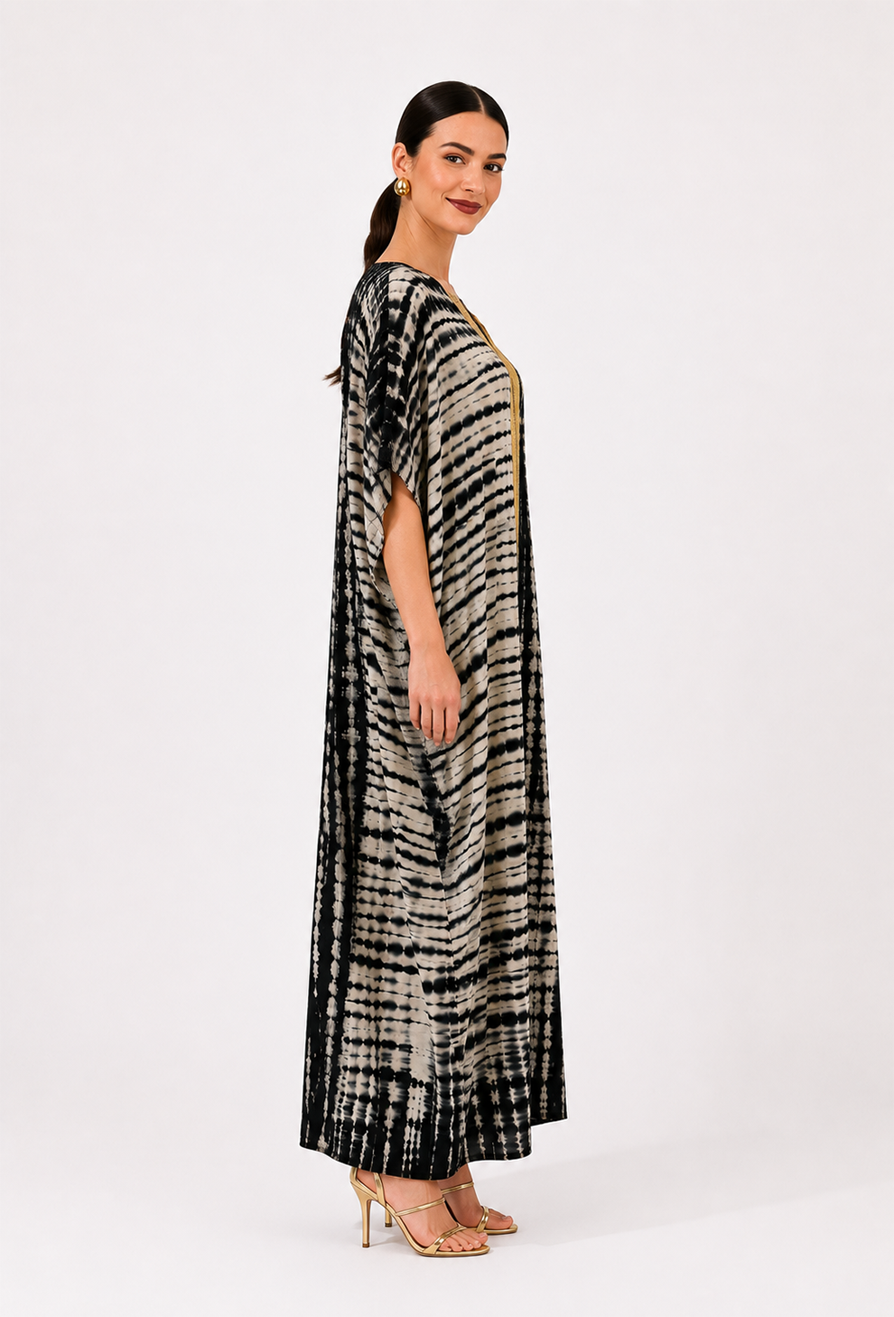 Noir Gold Panel Tie-Dye Luxe Kaftan
