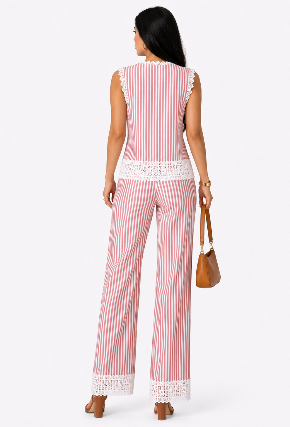 Stripes Cotton Lace Co-ord Set