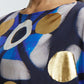 Blue & Gold Foil Big Dots Muslin Kaftan
