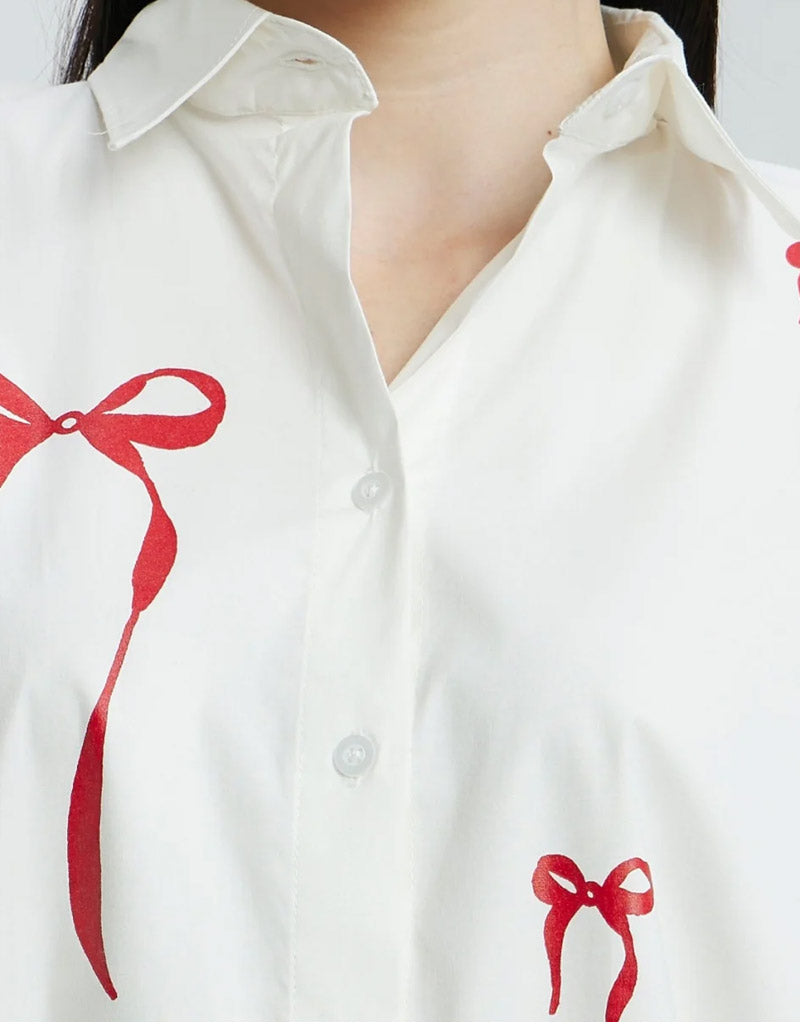 Oversized Red Bow Shirt