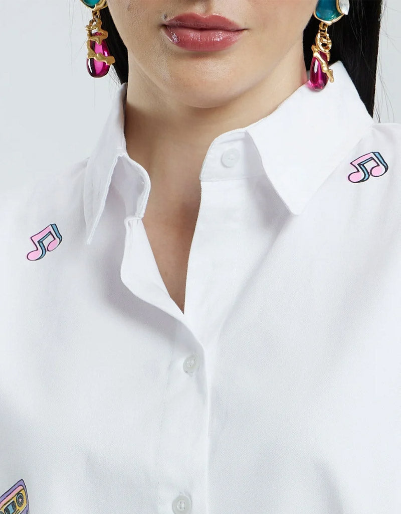 Oversized Musical Notes Shirt