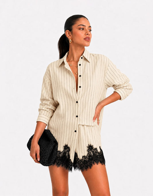 Stripe Lace Coord Set